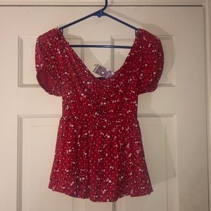 Boohoo babydoll red top